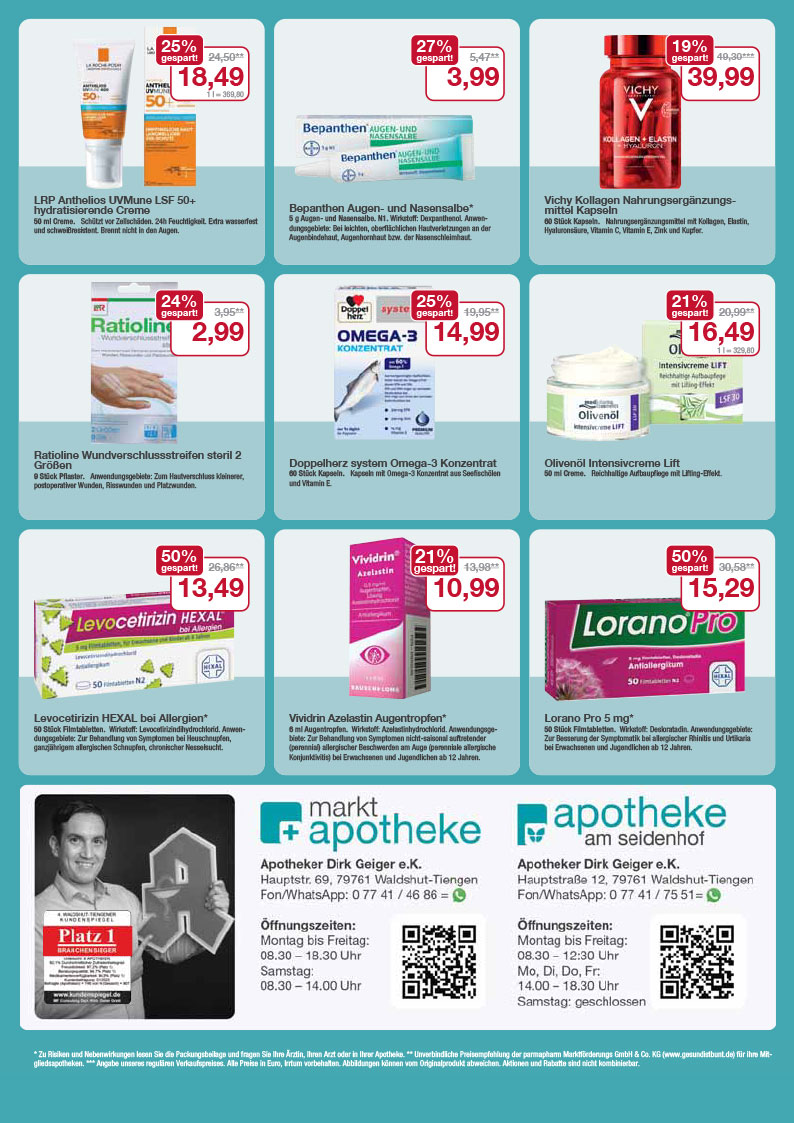 Flyer mit Angeboten für Mai/April