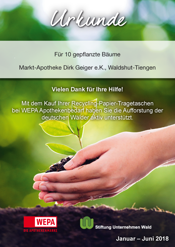 Urkunde für Baum pflanzen Urkunde für Baum pflanzen